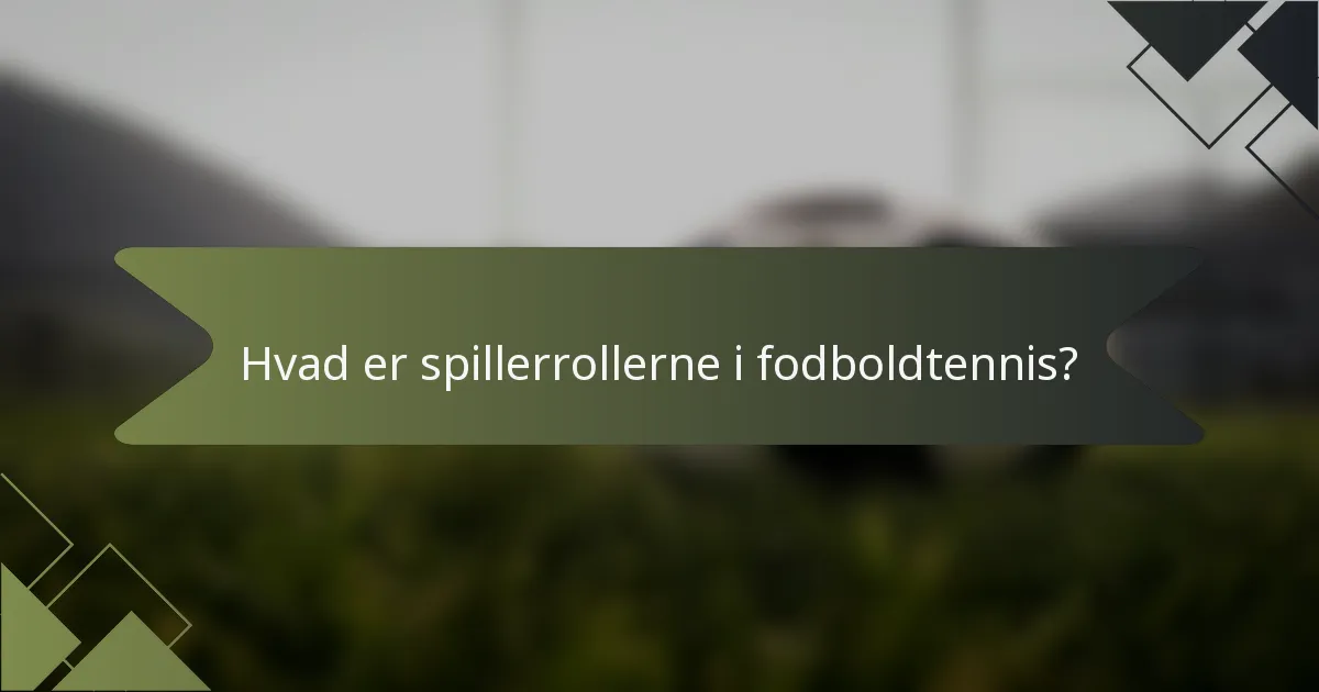 Hvad er spillerrollerne i fodboldtennis?